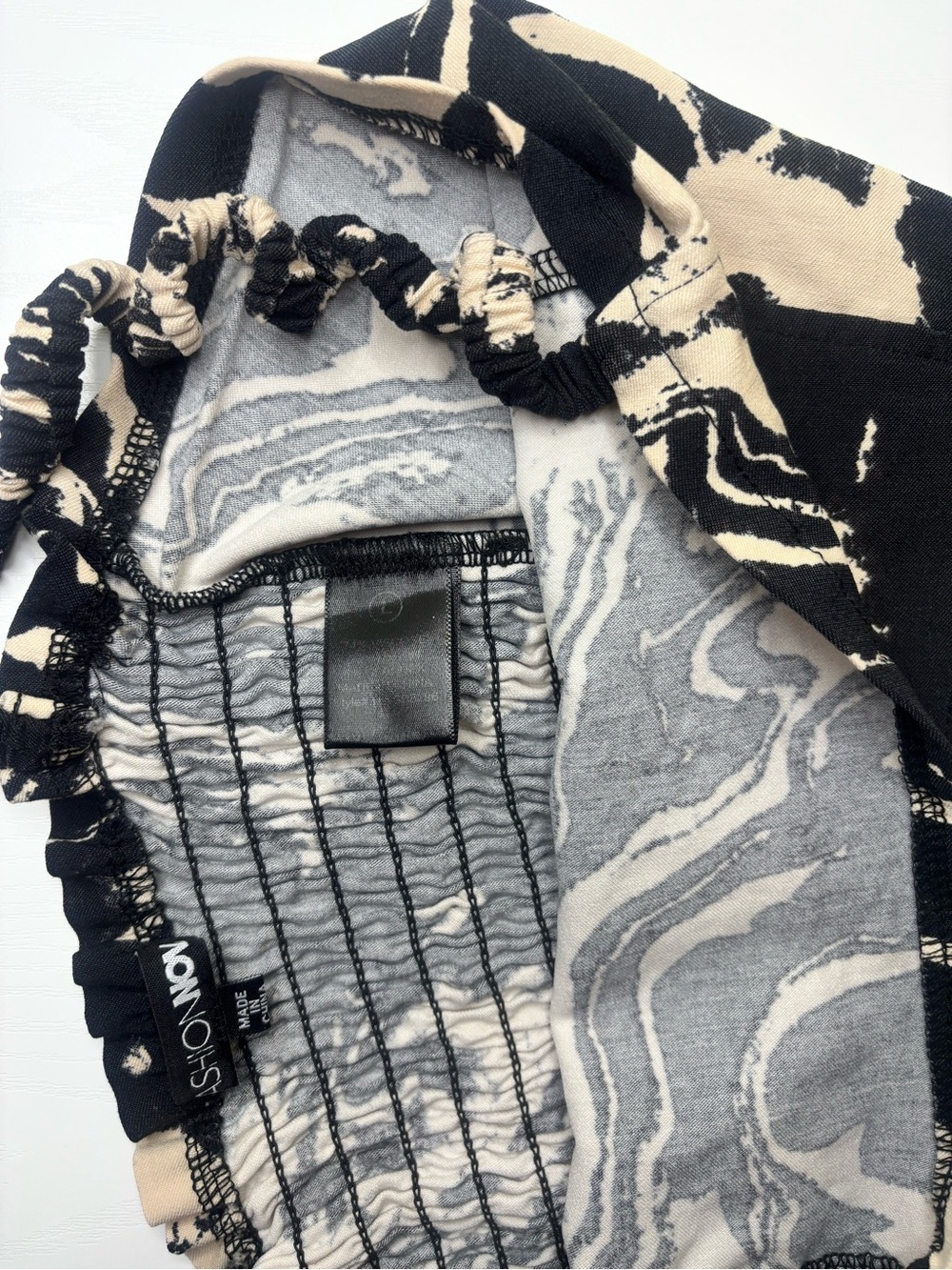 Printed Black & Cream Midi Skirt - Sleek Side Slit - Picture 4 of 6